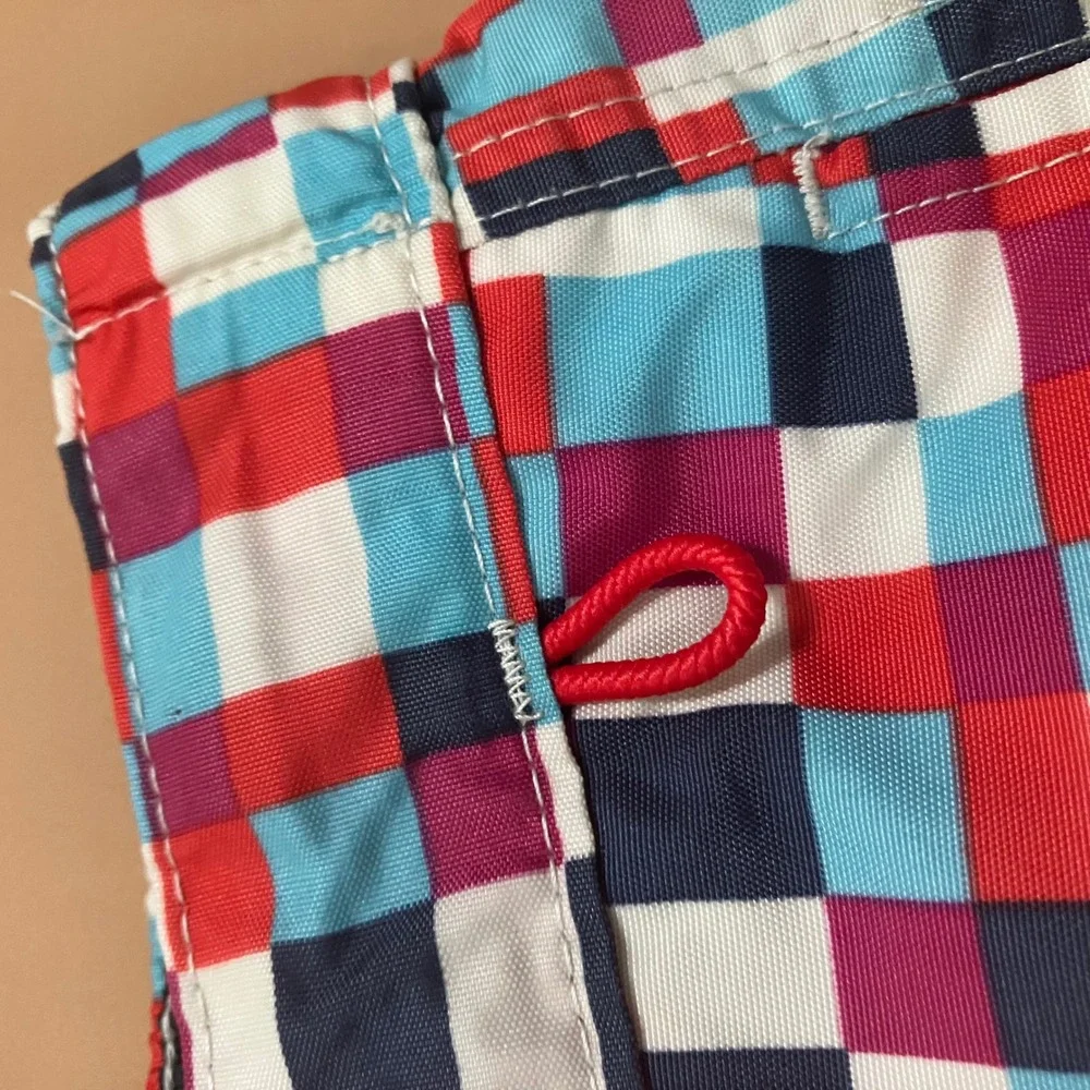 Lot of 2 Lands' End Mens Swim Trunks Board Shorts‎ 35 Red Geometric Print